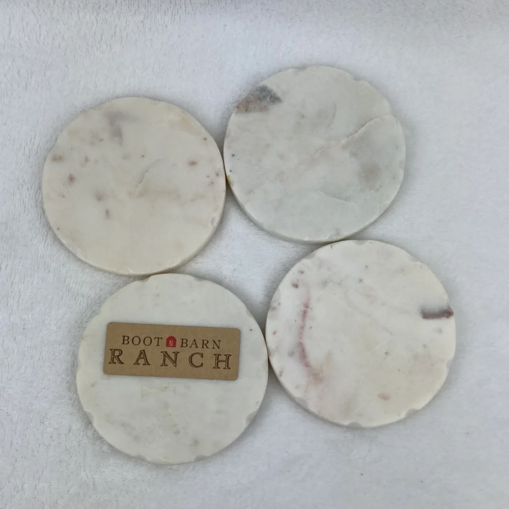 Boot Barn Ranch Wood Horse Inlay Marble Coaster Set of 4